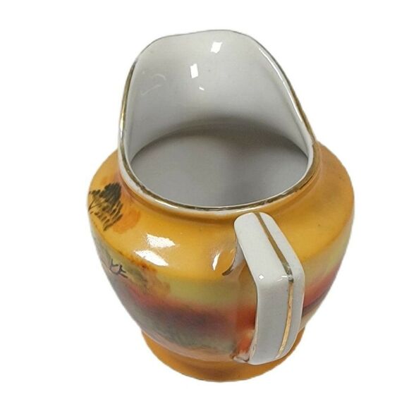 Noritake Mini Creamer Swan Lake Pattern Vintage Hand-Painted Orange Windmill - Picture 3 of 5